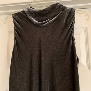 Lafayette 148 Brand New Shale Gray Silk Velvet High Neck Tunic Blouse Top
